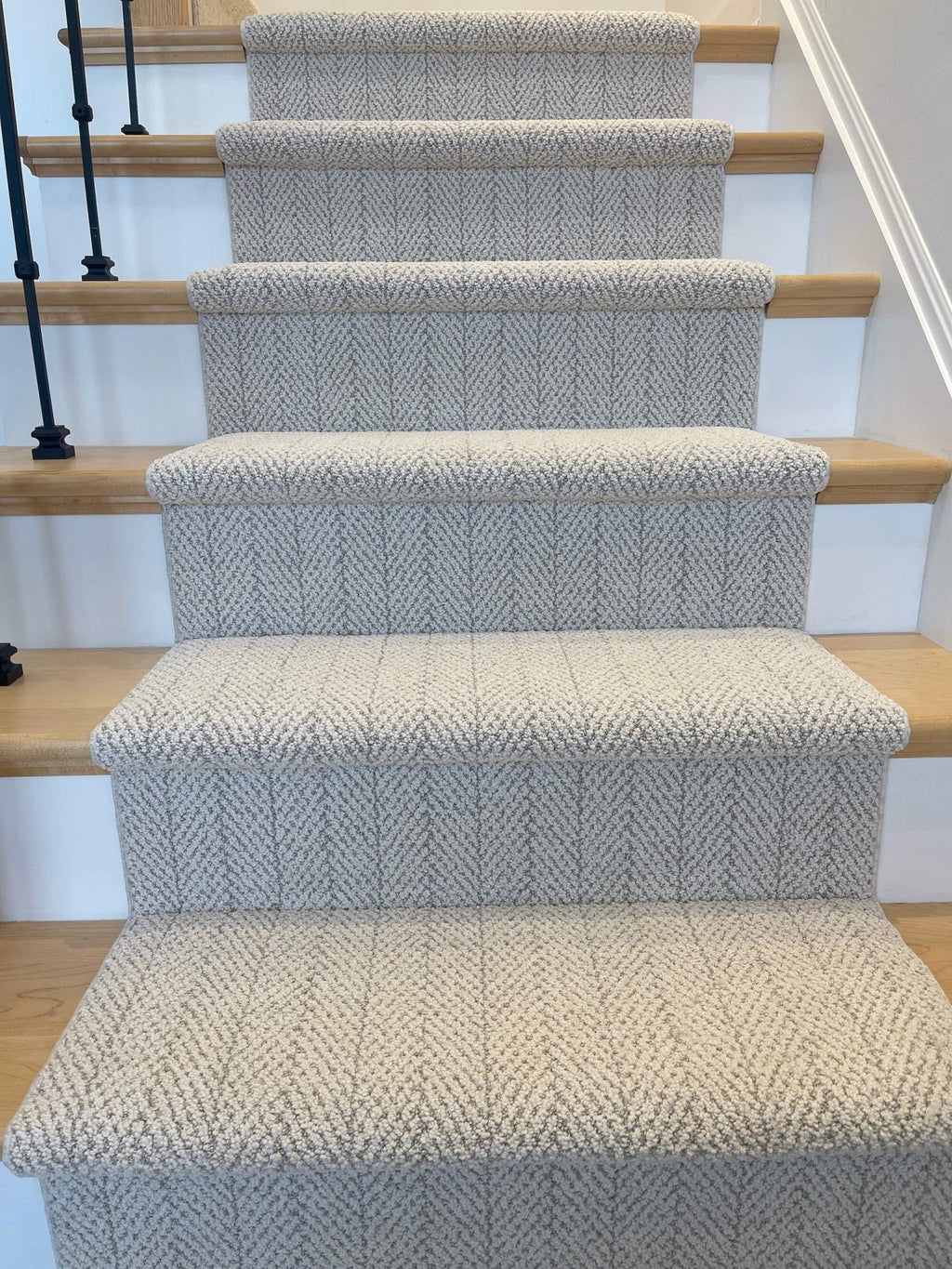 Amalfi Carrara Herringbone stair runner